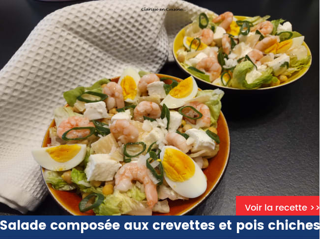 Salade composée aux crevettes et pois chiches